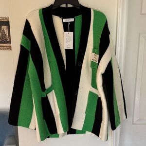 Dazie Black and Green Striped Cardigan